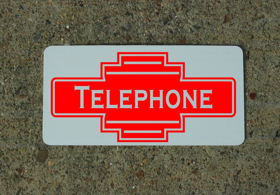 TELEPHONE RED Metal Sign 40&rsquo;s 50s Retro Vintage Style Art Deco Decor Design