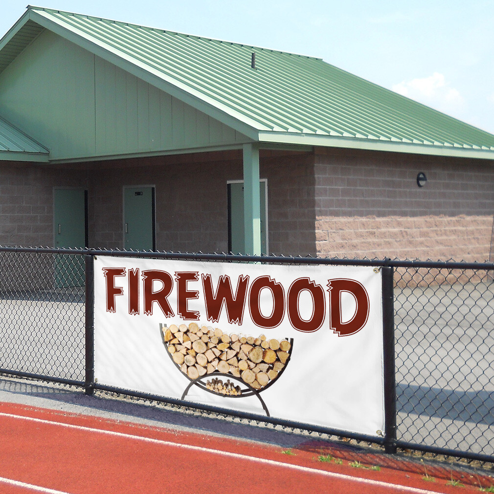 Vinyl Banner Sign Firewood #1 Style C Business Marketing Advertising White