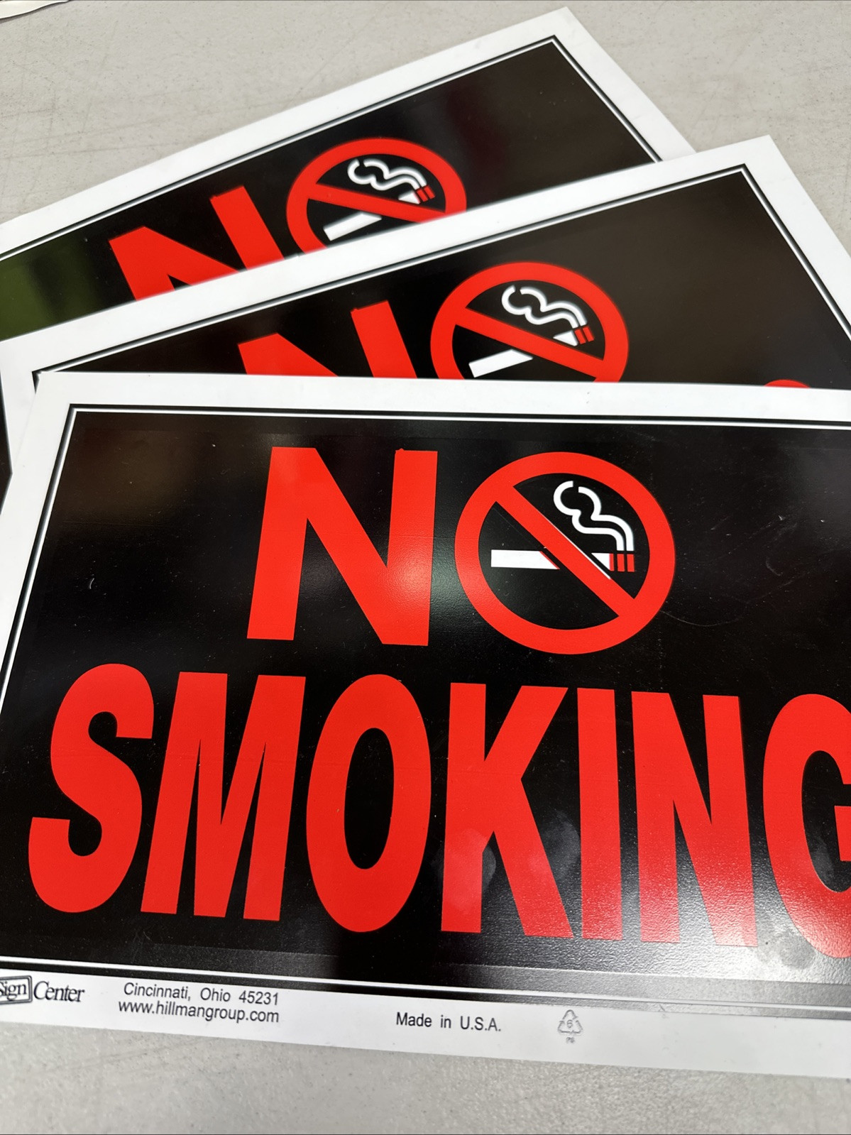 NO SMOKING SIGN 8&Prime; x 12&Prime; No Cigarette Symbol Plastic Hillman 839896 Set Of 3 {50