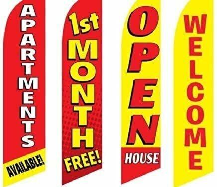 4 Swooper Flags Apartment Renting Rent Open House 1st Month Free Welcome Yellow