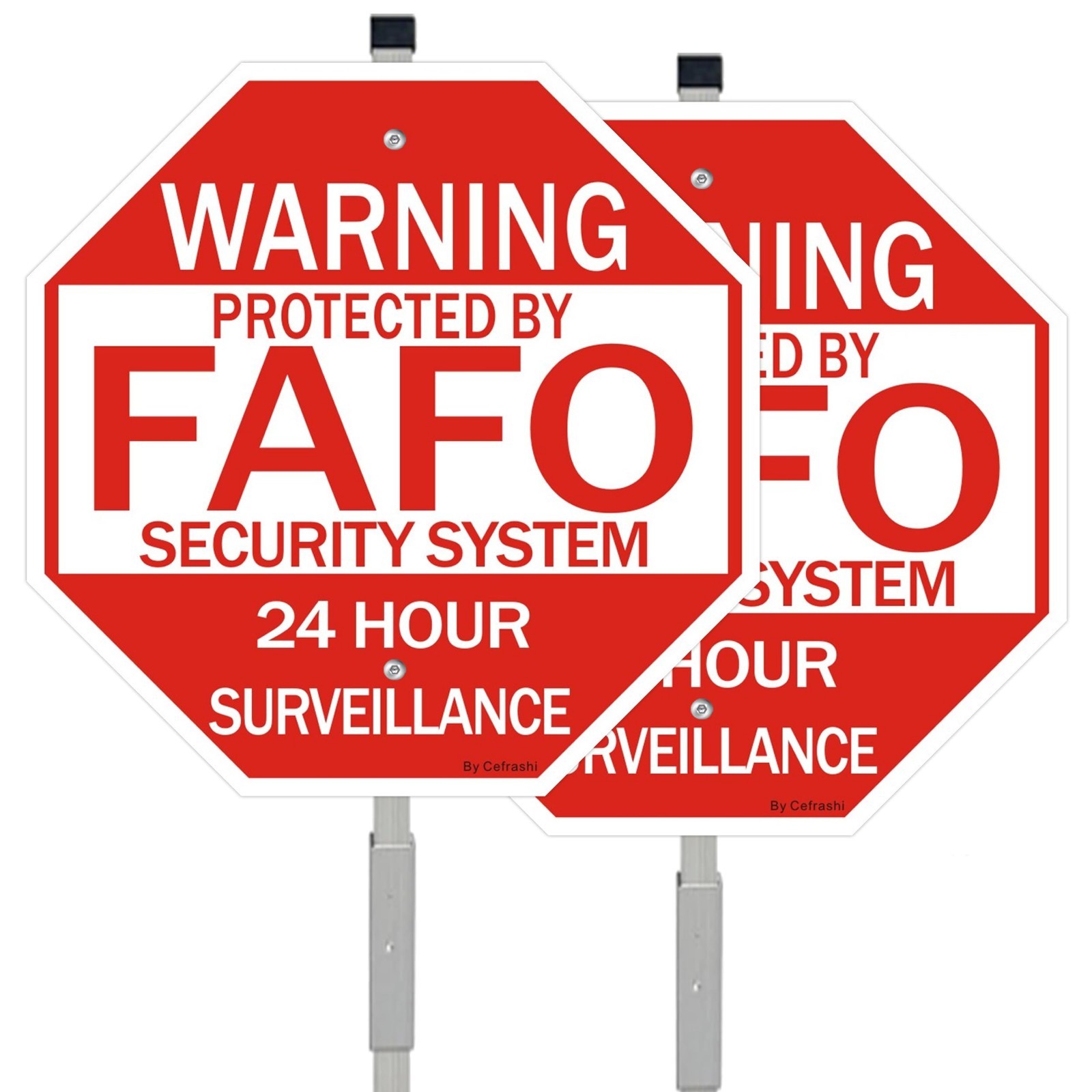 2 Pack Reflective Home Security Signs with 36&Prime; Metal Stakes – Waterproof, UV Pro