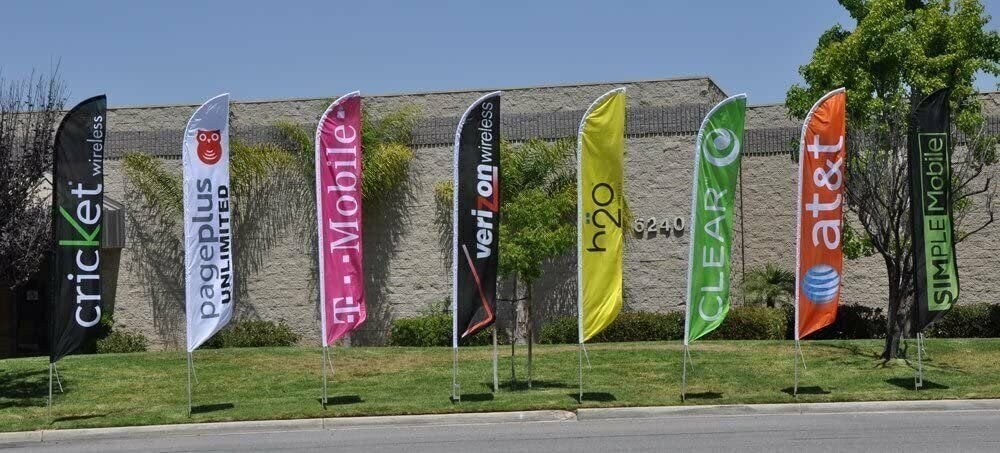 4 Sets of 15ft At&t Swooper Feather Flags – INCLUDES 15FT 4pc POLE KITS…