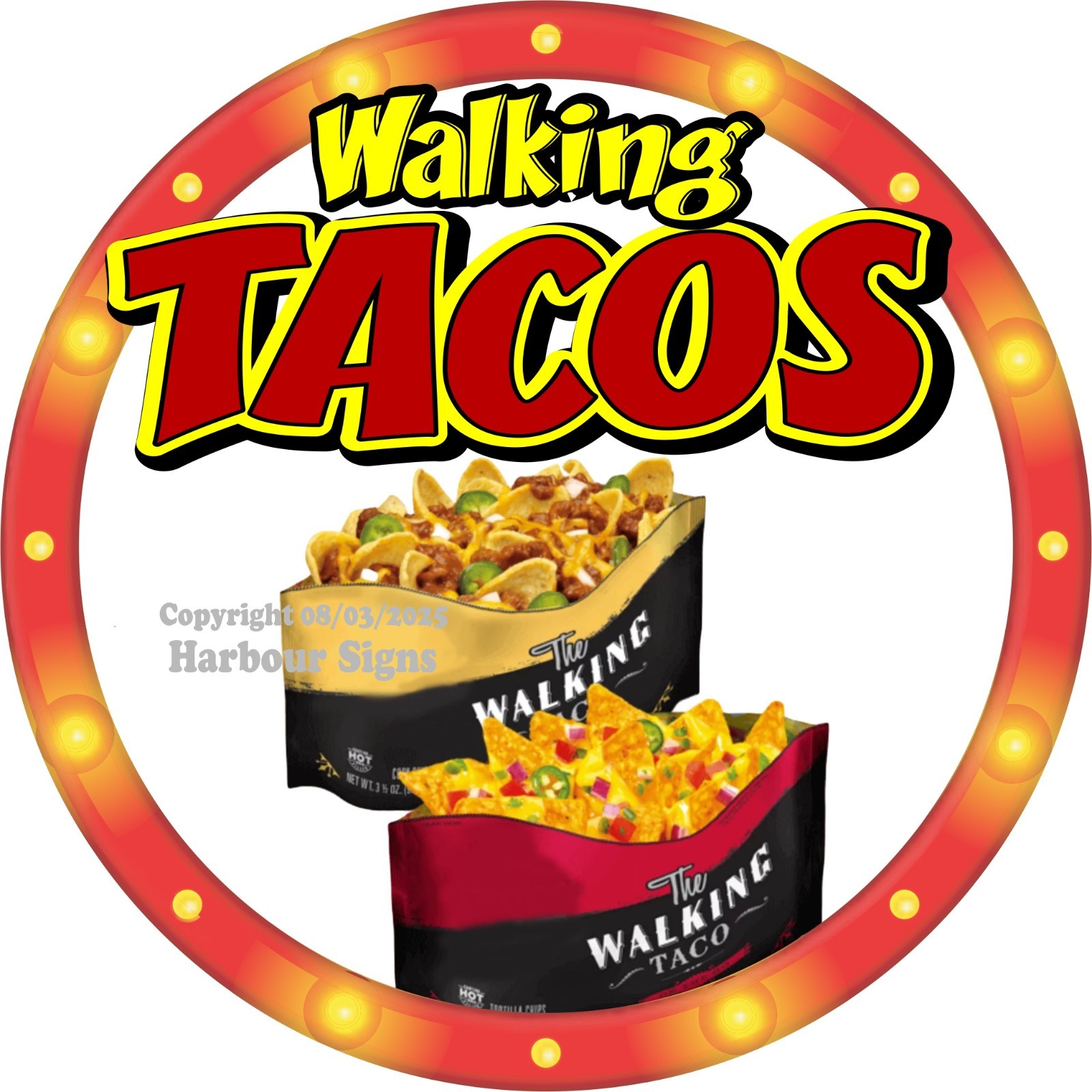Walking Tacos DECAL Concession Food Truck Sticker c2 (Choose Size)