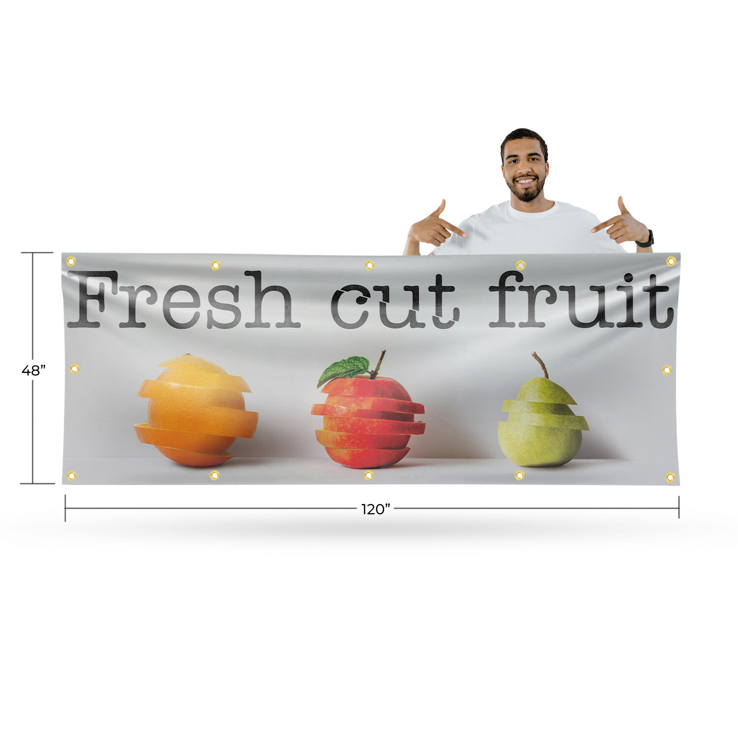 Fresh Cut Fruit Vinyl Banner Sign with Metal Grommets Heavy-Duty Single-Sided