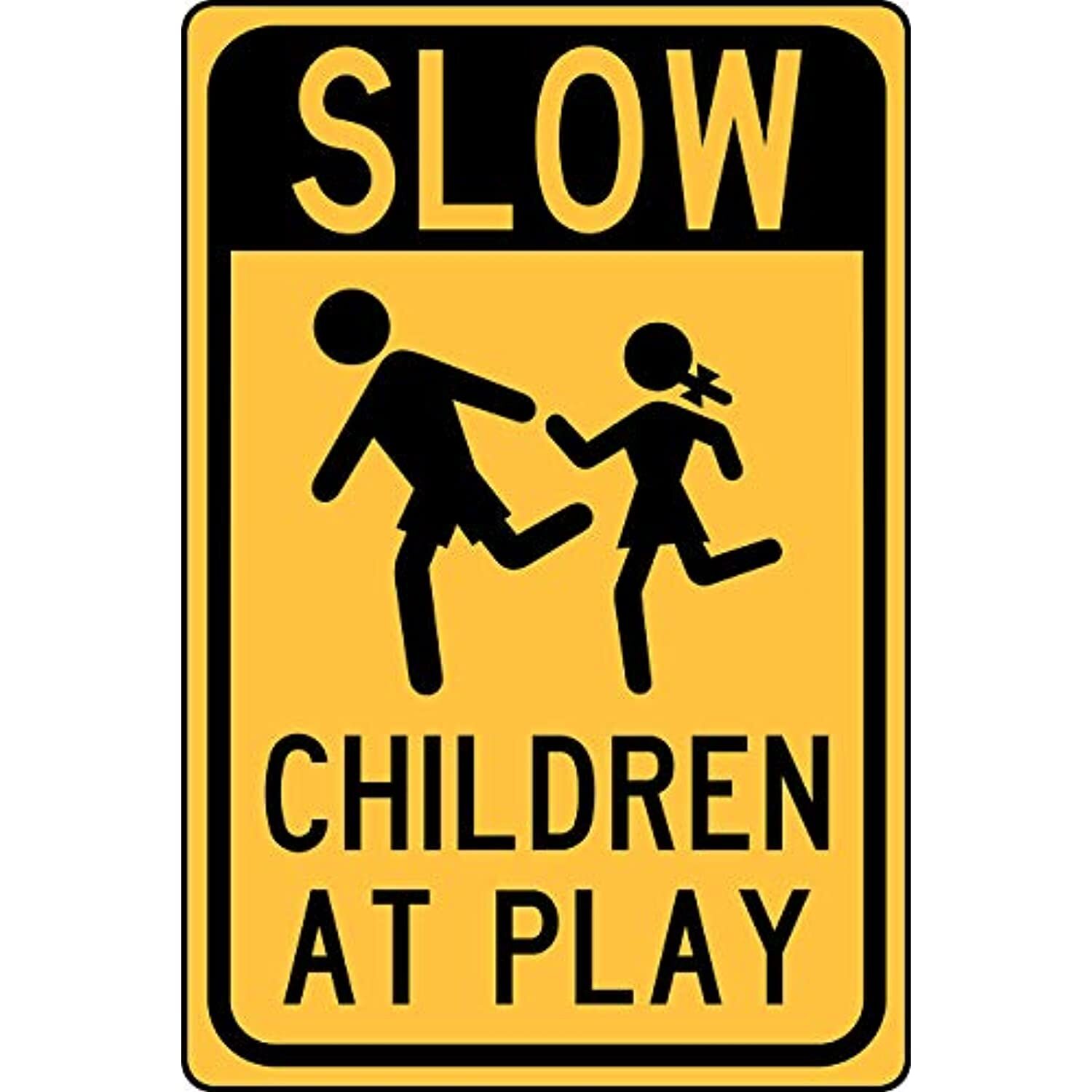 HY-KO Products HW-47 Slow Children Aluminum Sign, 12 in x 18 in, Black/Yellow
