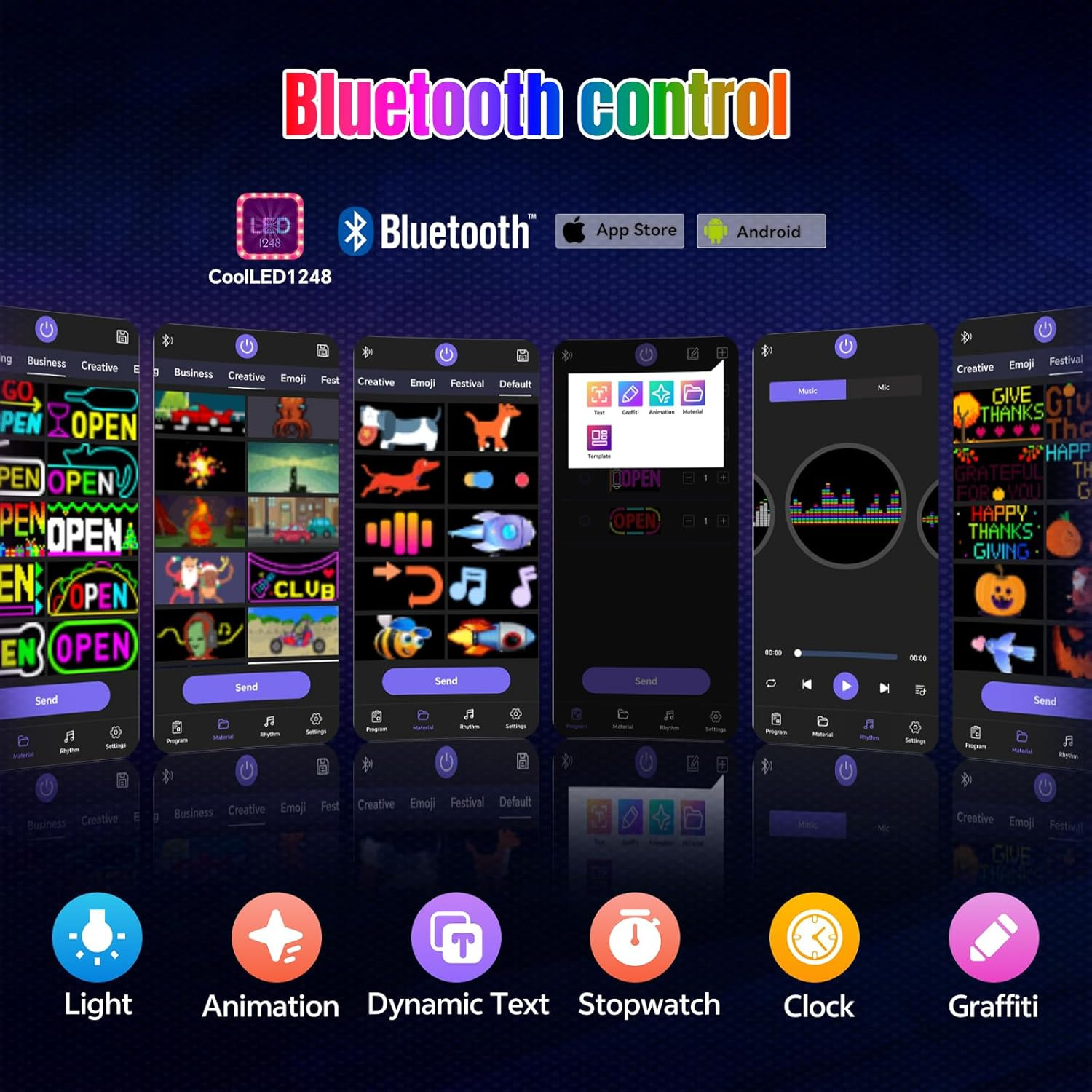 Smart Programmable LED Open Sign with Bluetooth Control for Shops & Cafes