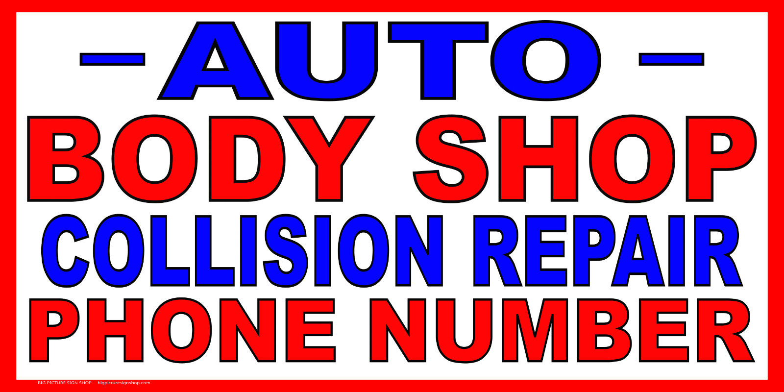 AUTO BODY SHOP COLLISION REPAIR -HUGE Banners-3 Choices YEL Wht Red-41 Sizes-USA