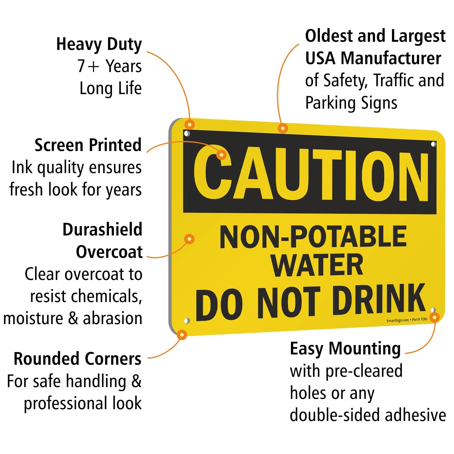 Caution NonPotable Water Sign S2835AL10 Aluminum Black On Yellow 7×10 Inch