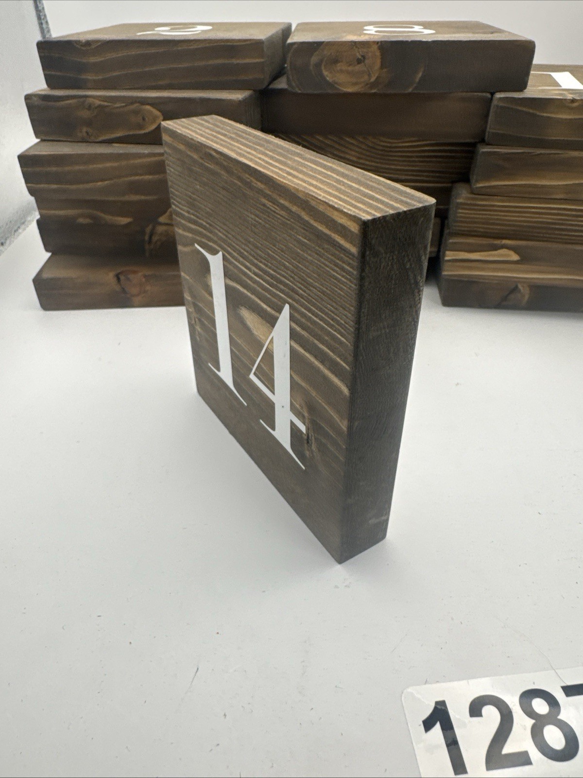 24 Pieces Rustic Wooden Table Numbers 1-12 Double Sided Numbered 4”x4”