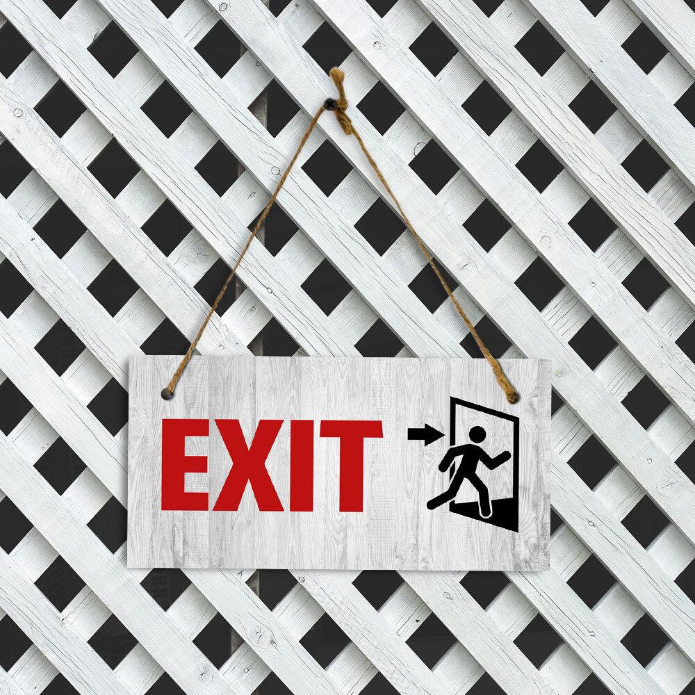 Exit 5×10 Hanging Plus Wall or Door Sign | Office Warning Signage