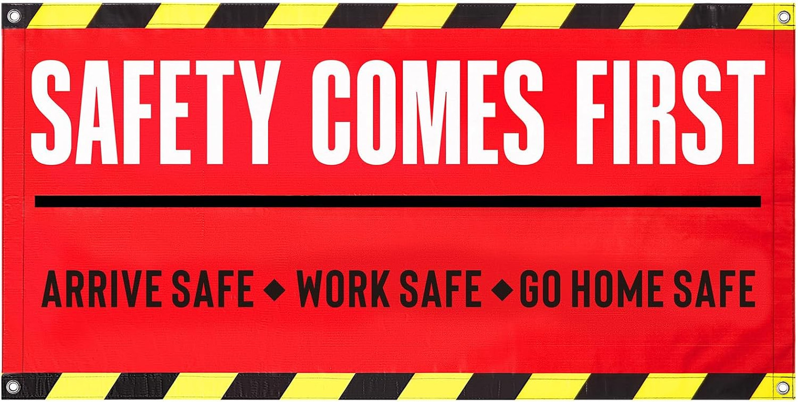 1Pcs Safety First Banner Sign Construction Site Banner Business Vinyl with Gromm