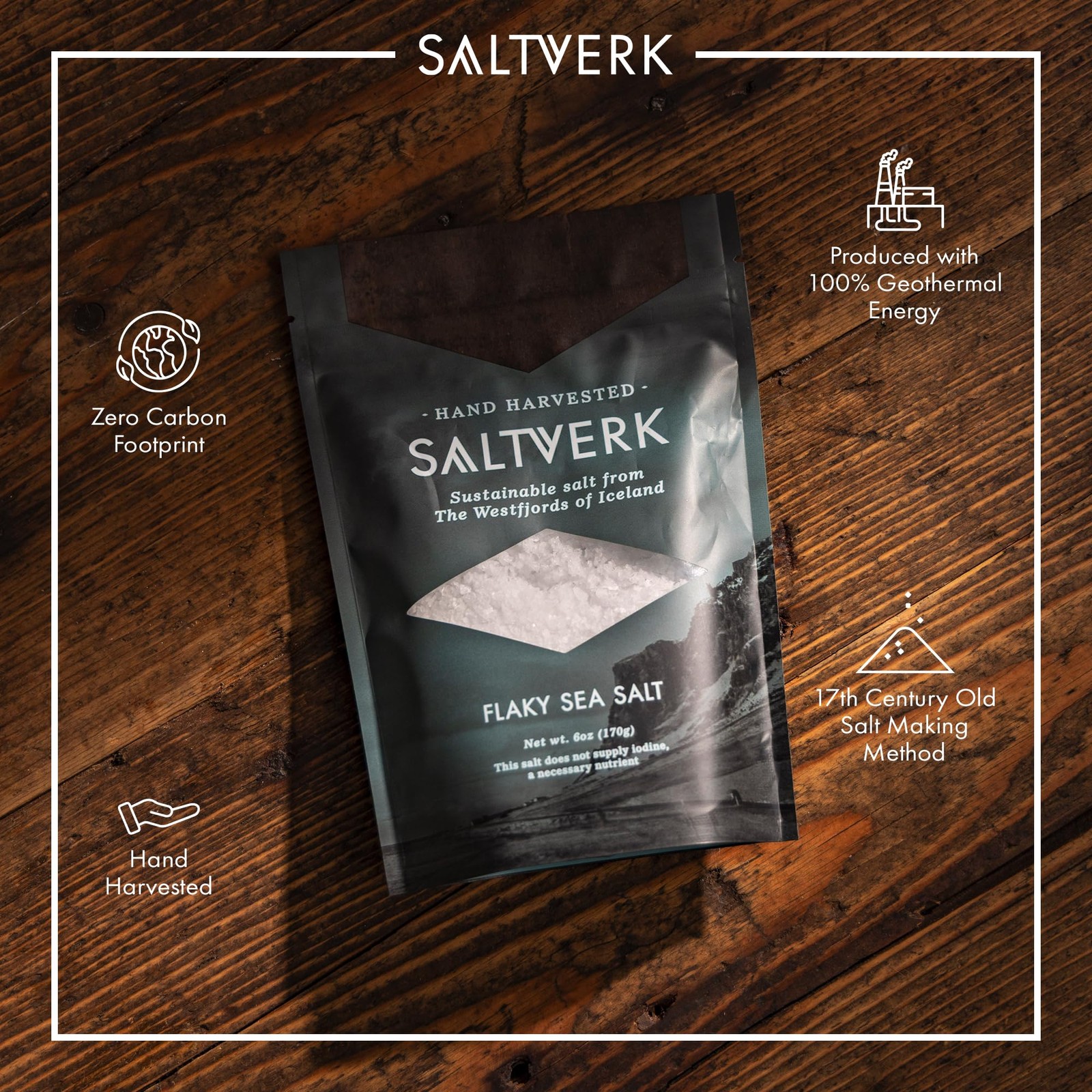 Saltverk Sea Salt – Gourmet, Icelandic, Hand Harvested 6 Ounce (Pack of 1)