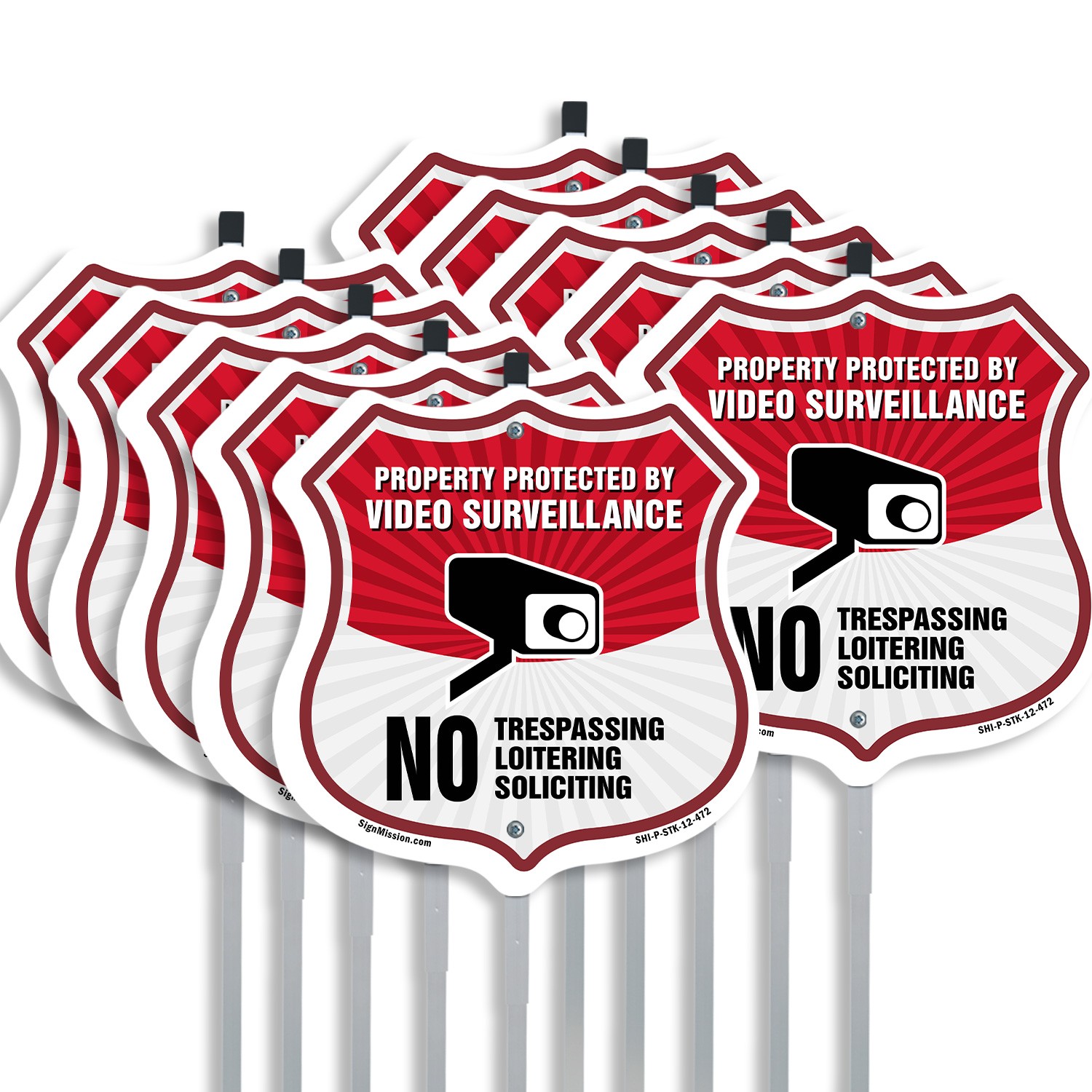 Video Surveillance Shield Sign Property Protected By Vid Shield Sign With Stake