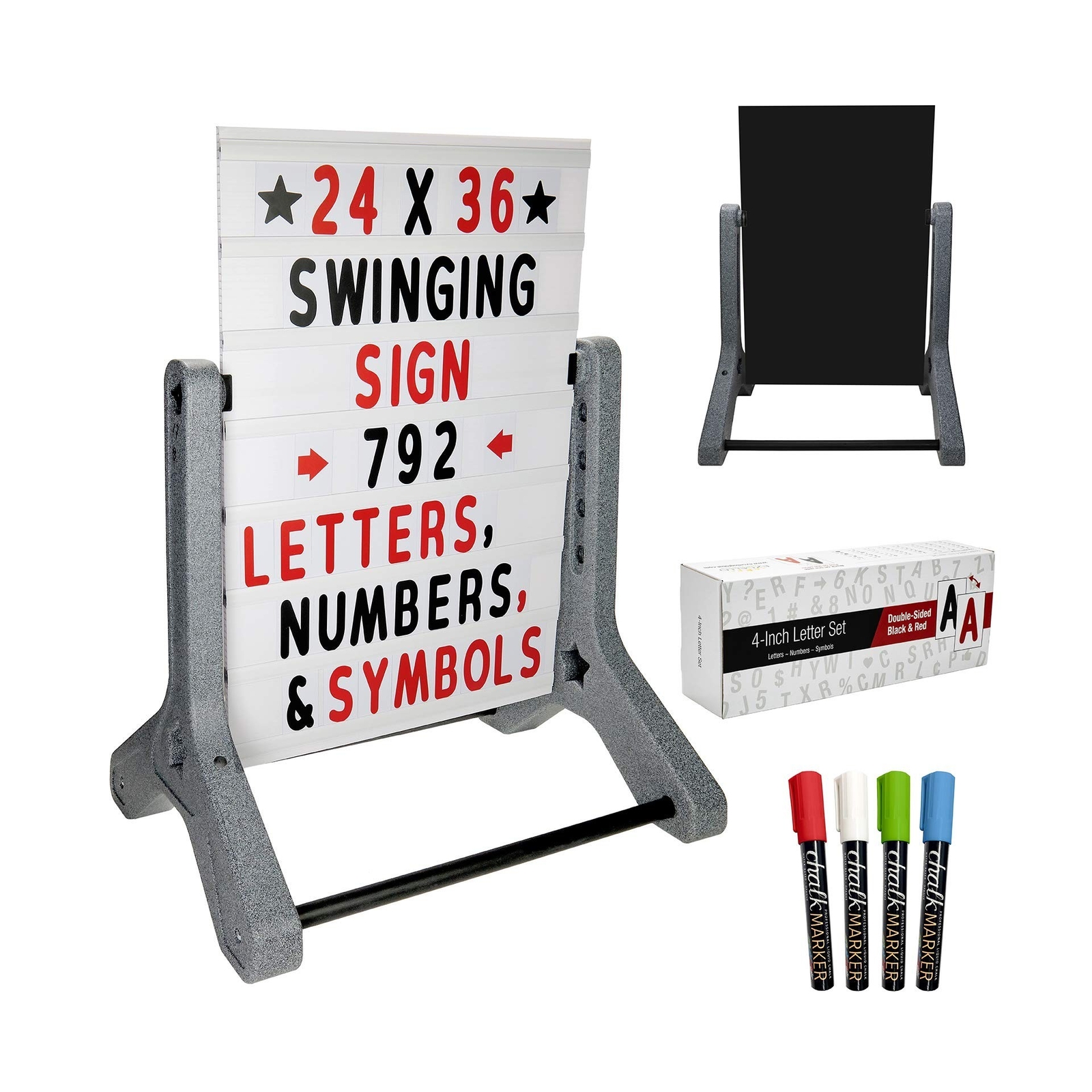 EXCELLO GLOBAL PRODUCTS, Swinging Changeable Message Sidewalk Sign: 24&Prime; x 36&Prime;…