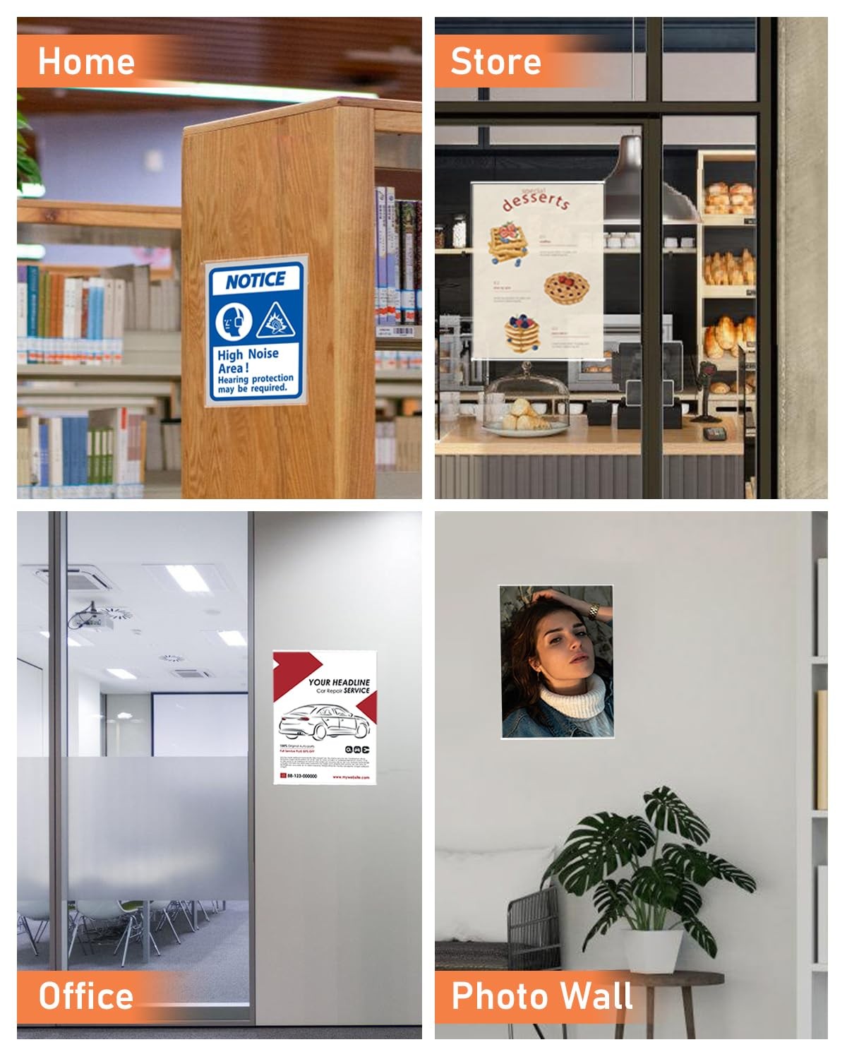 Dynta 12 Pack Acrylic Sign Holder 8.5 x 11 with Double Sided Adhesive Clear