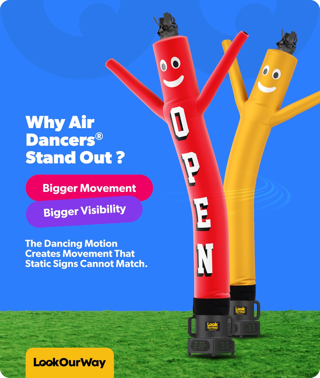 Lookourway Air Dancers Inflatable Tube Man Set – 7Ft Tall Wacky Waving