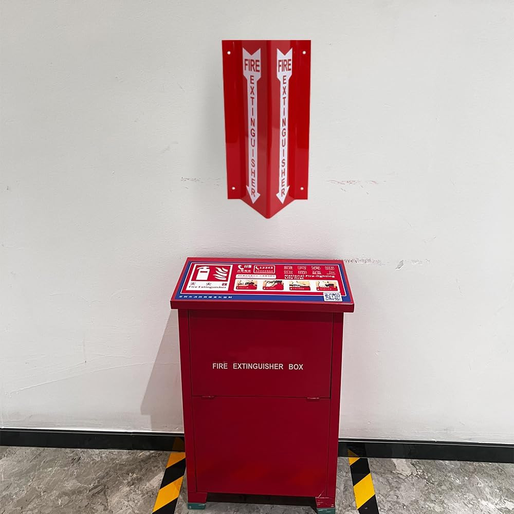 Fire Extinguisher Sign with down Arrow – Acrylic Two-Sided V-Shaped Firefighting