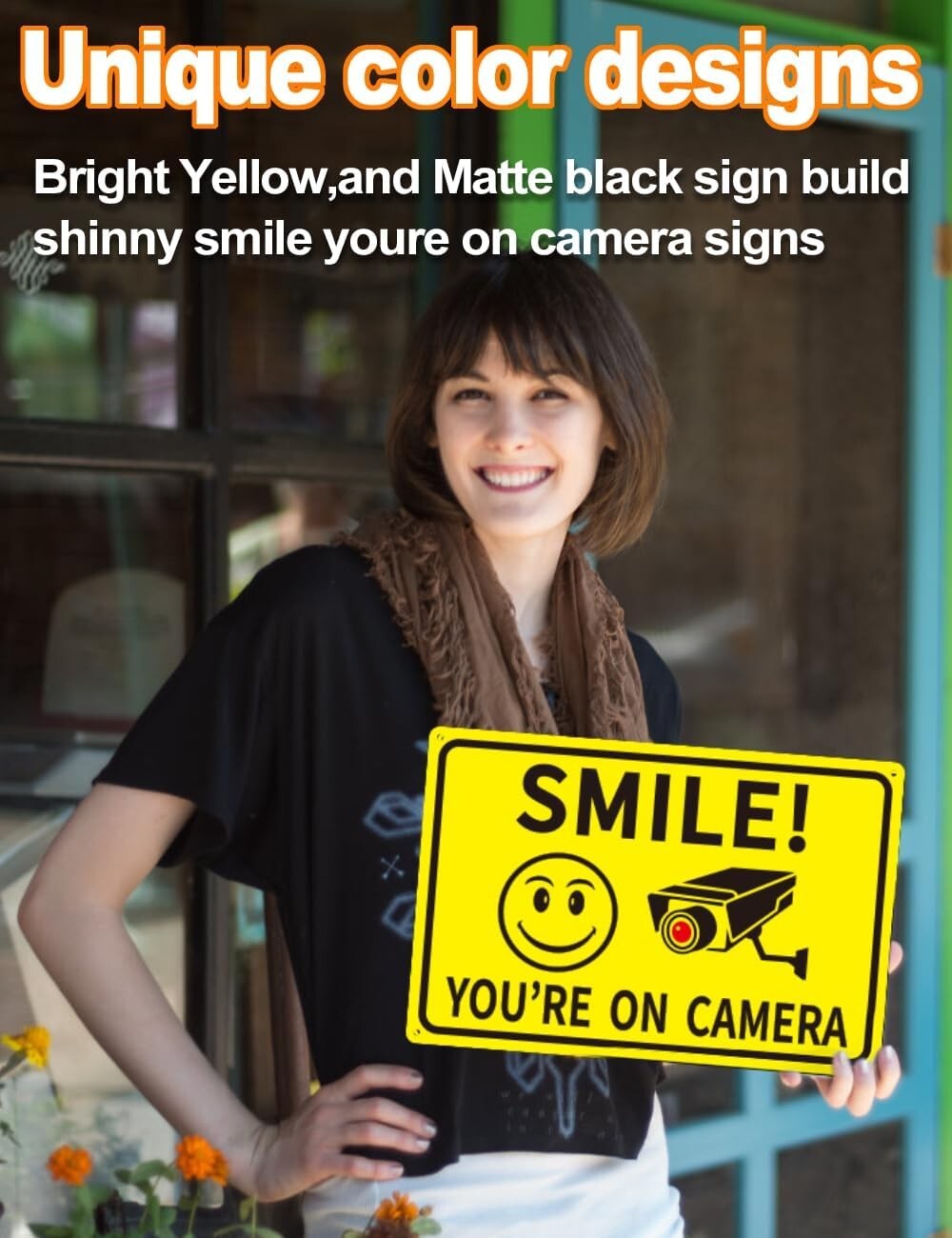 4-Pack Smile You&rsquo;re On Camera Signs 8&Prime;x12&Prime; Rust Free Aluminum Video Surveillance