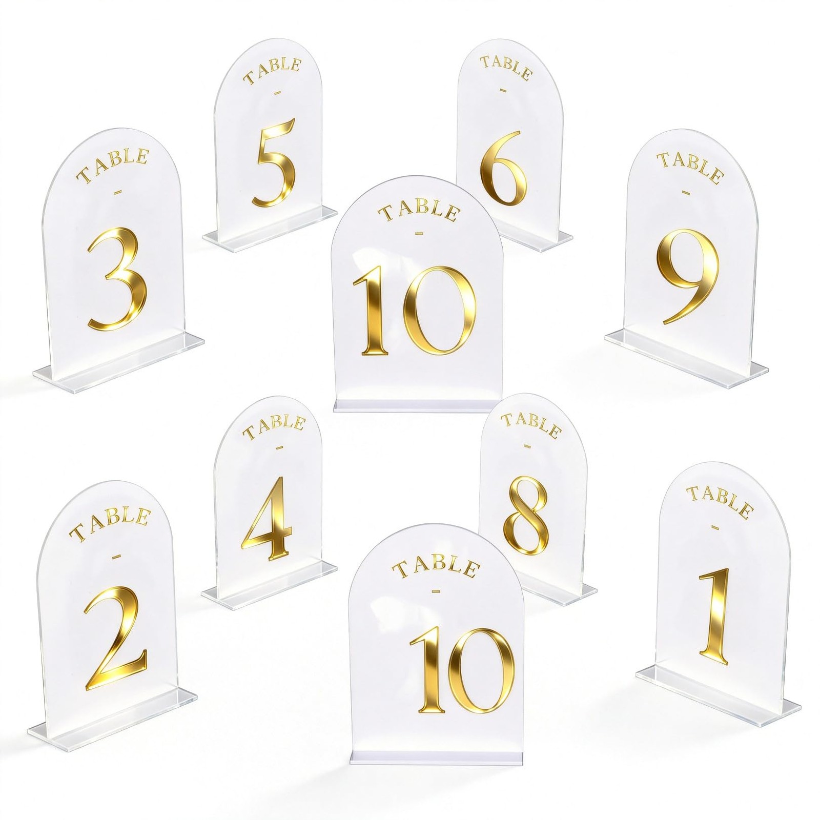 White Acrylic Wedding Table Number 110 DoubleSided Gold Foil 5×7 Inch