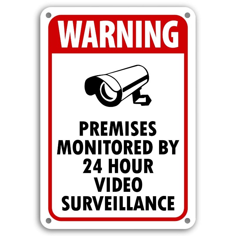 Sign 24 Hour Video Surveillance 8×12 Metal Warning Security Decor for Business