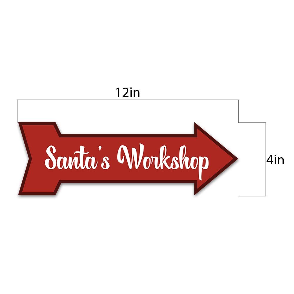 Arrow Shape Plus Santa&rsquo;s Workshop 12×4&Prime; Wall or Door Sign