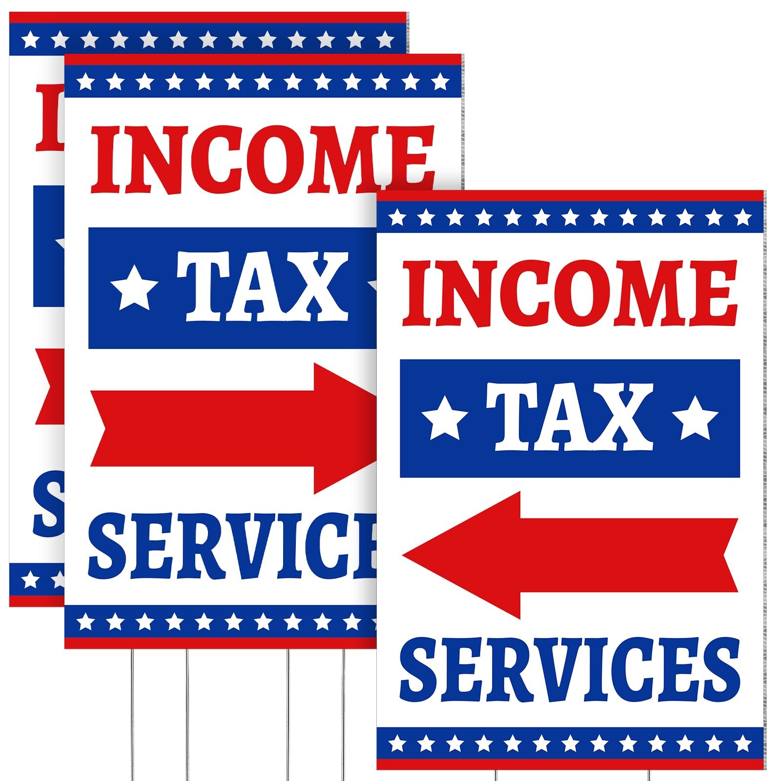 2 Pcs Income Tax Directional Arrow Sandwich Board 18&Prime; x 12&Prime; Red & Blue on Whi…