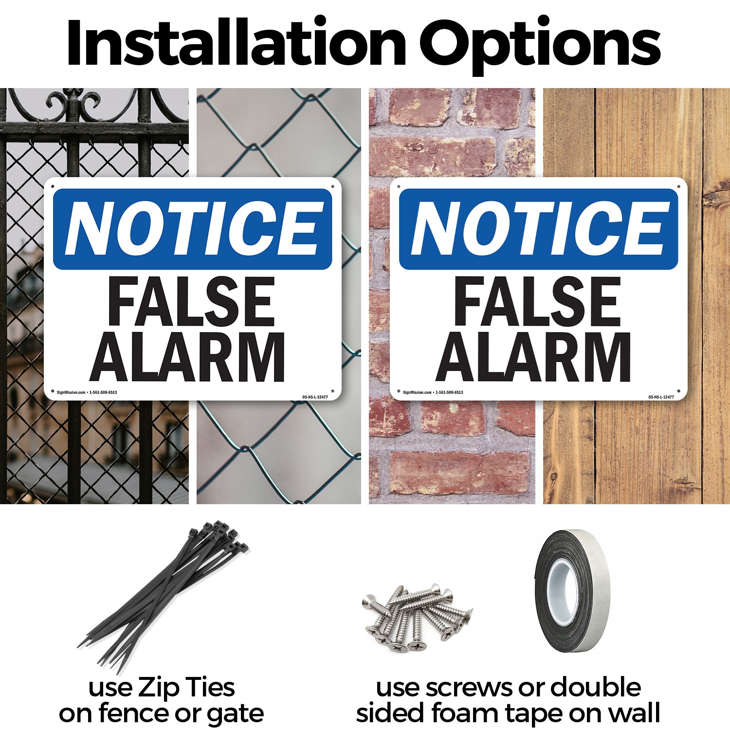 False Alarm OSHA Notice Sign Metal, Plastic, Or Decal – 5 or 10 Pack