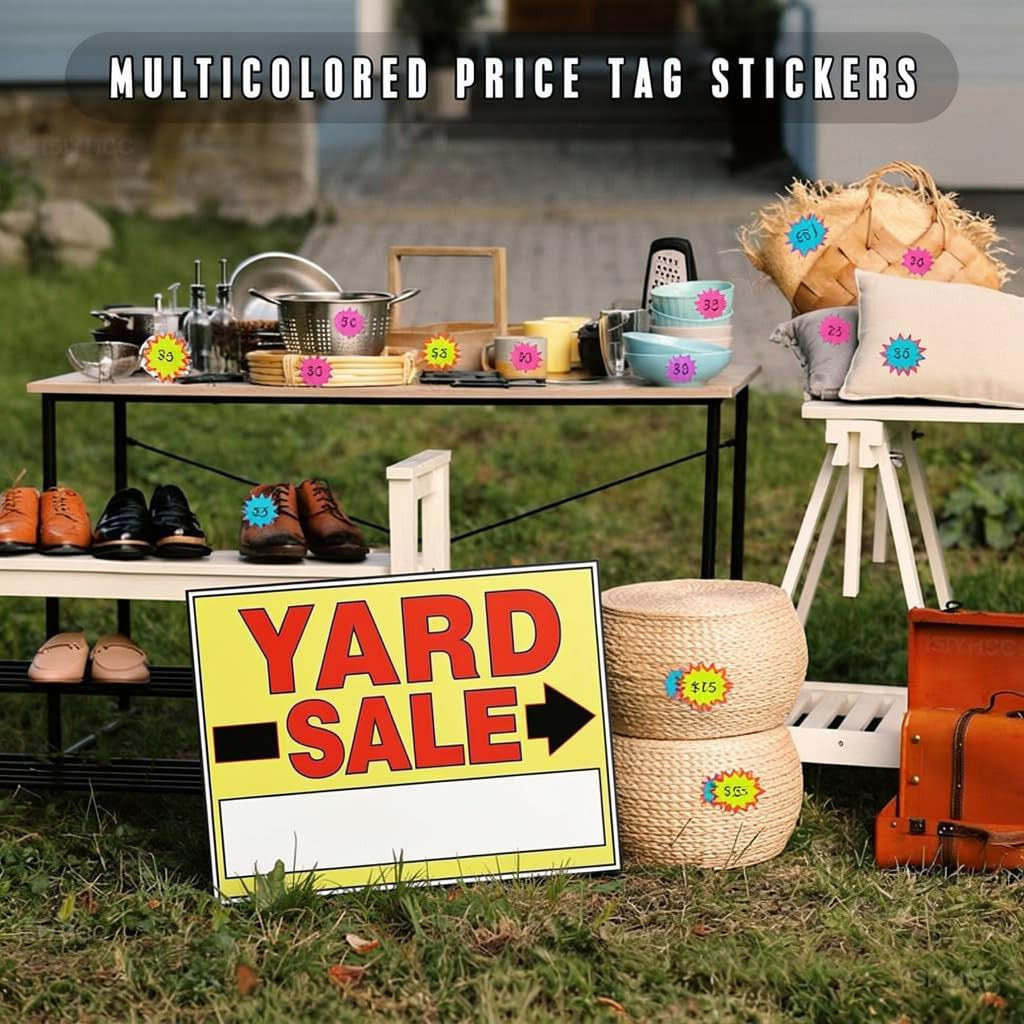 Yard Sale Signs 4 Pack, 18” X 13” Double-Sided Printed Waterproof Yard Signs wit