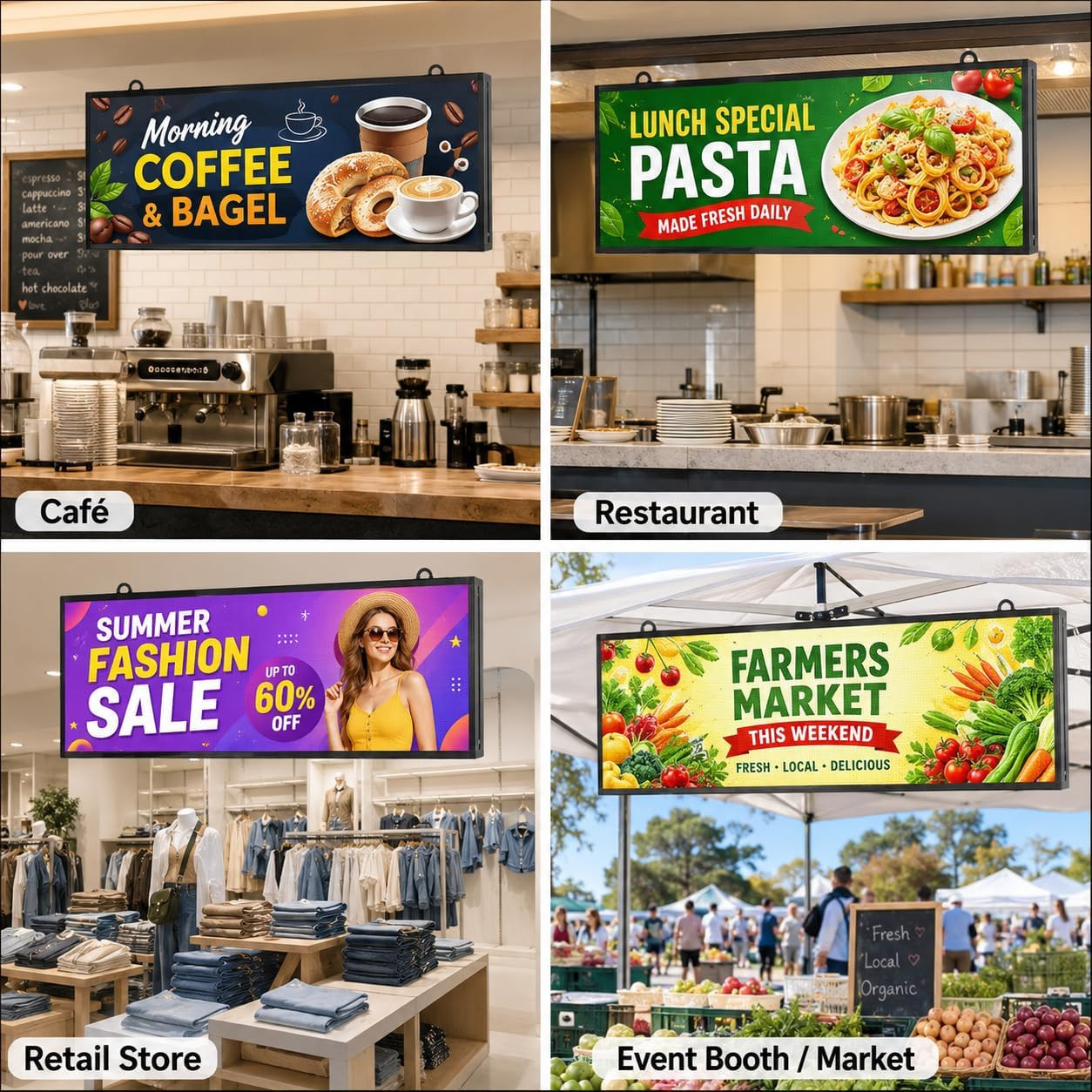 P5 Outdoor LED Sign 39&Prime; X 14&Prime;, Wifi & USB Programmable Full-Color Message Board,
