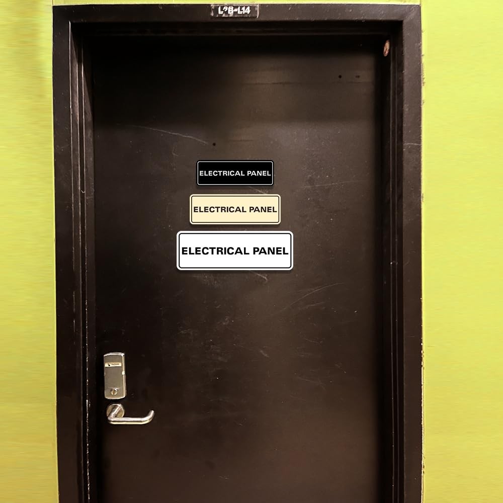 Standard Electrical Panel Wall Door Sign Silver Medium 1 PCS Easy Install