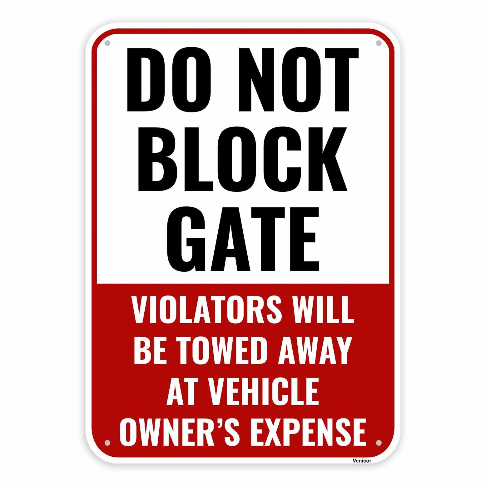 1 PC 14×10 Inch Aluminum Do Not Block Gate Sign Metal Reflective Warning