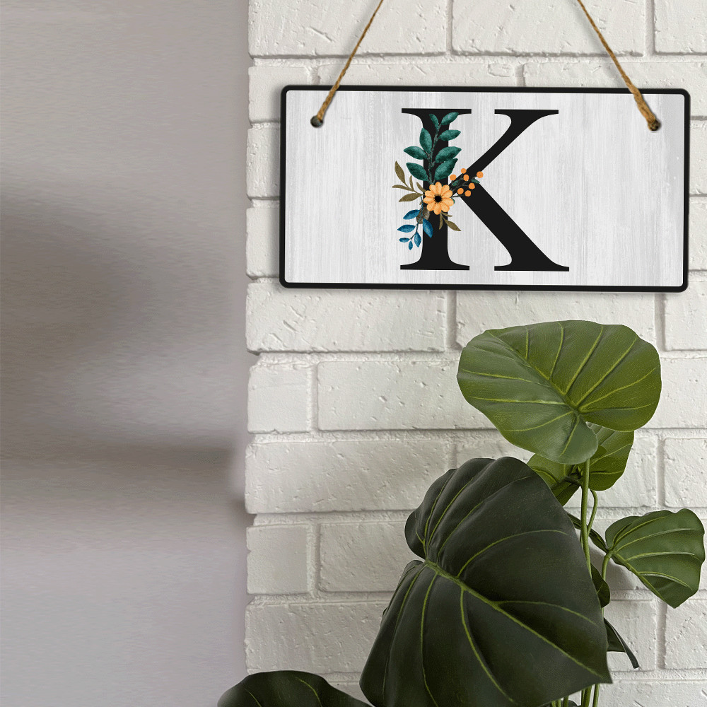 K Flower Decor 5×10 Hanging Wall or Door Sign | Alphabet Letter Room Decoration