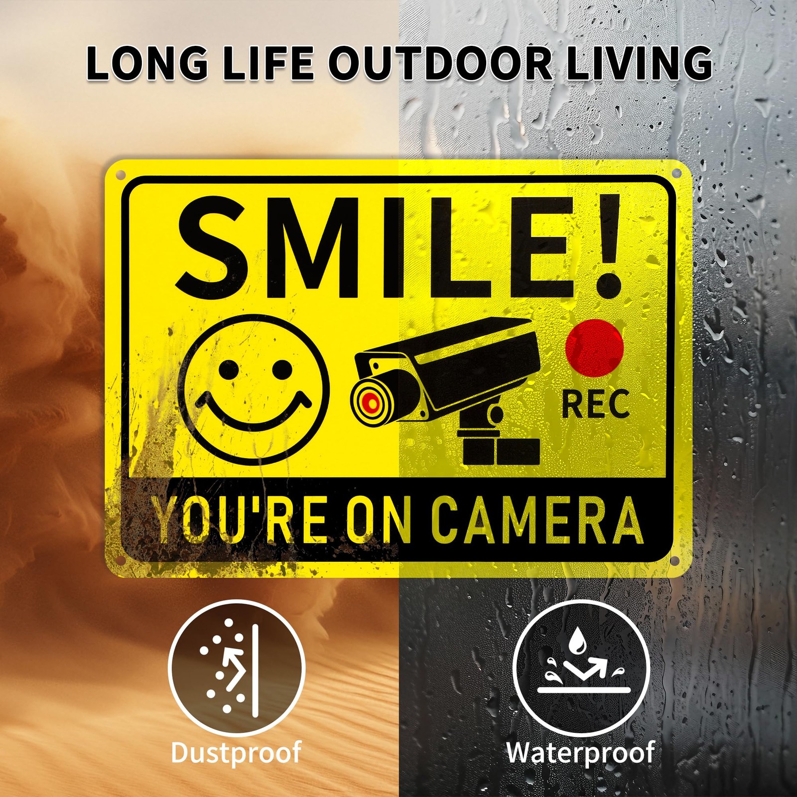 2 Pack Smile You&rsquo;re on Camera Signs – Video Surveillance Signs Outdoor, 10&Prime;x7…
