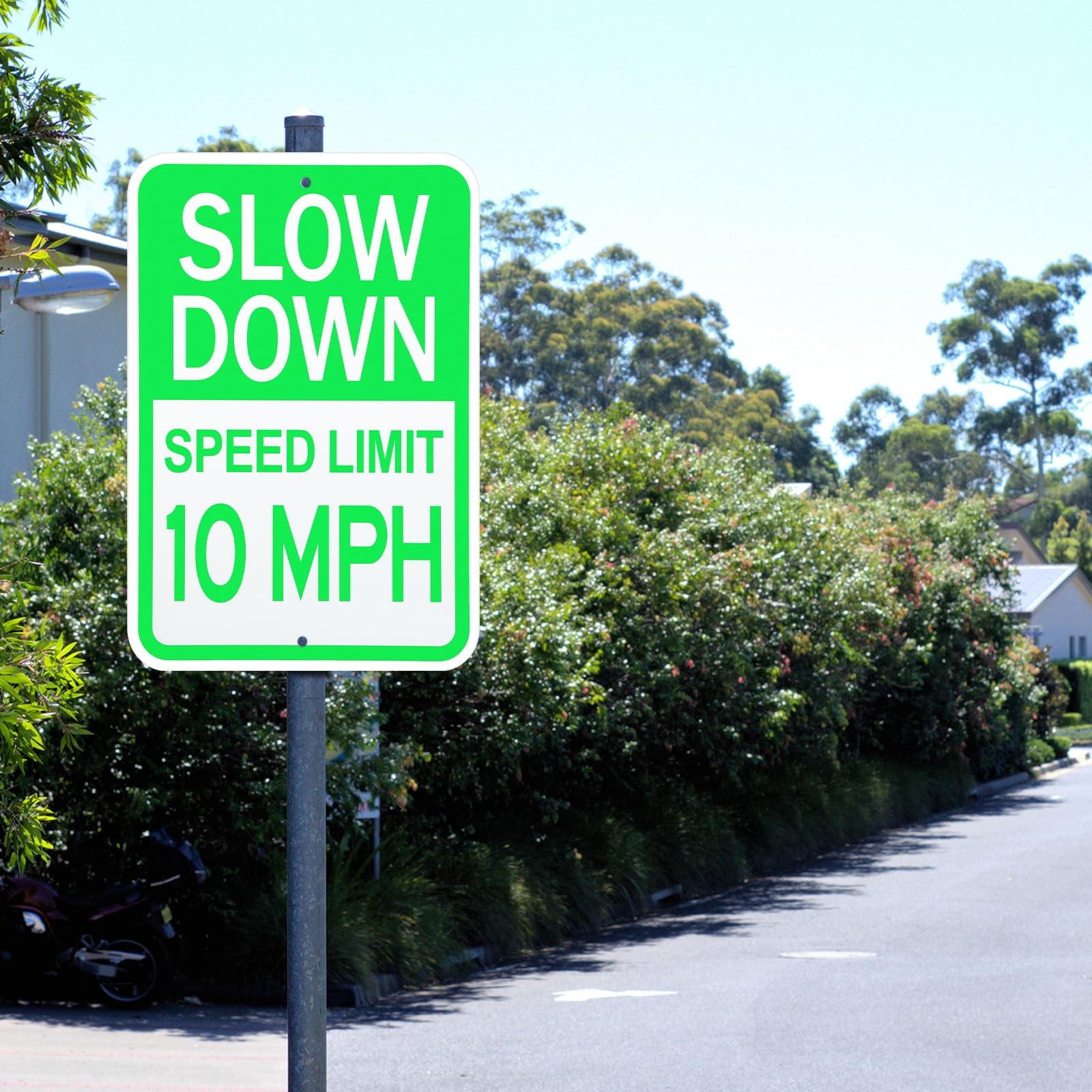 2 Pack 17×12 Inch Slow Down Sign Speed Limit 10 MPH Traffic Sign for Driveway
