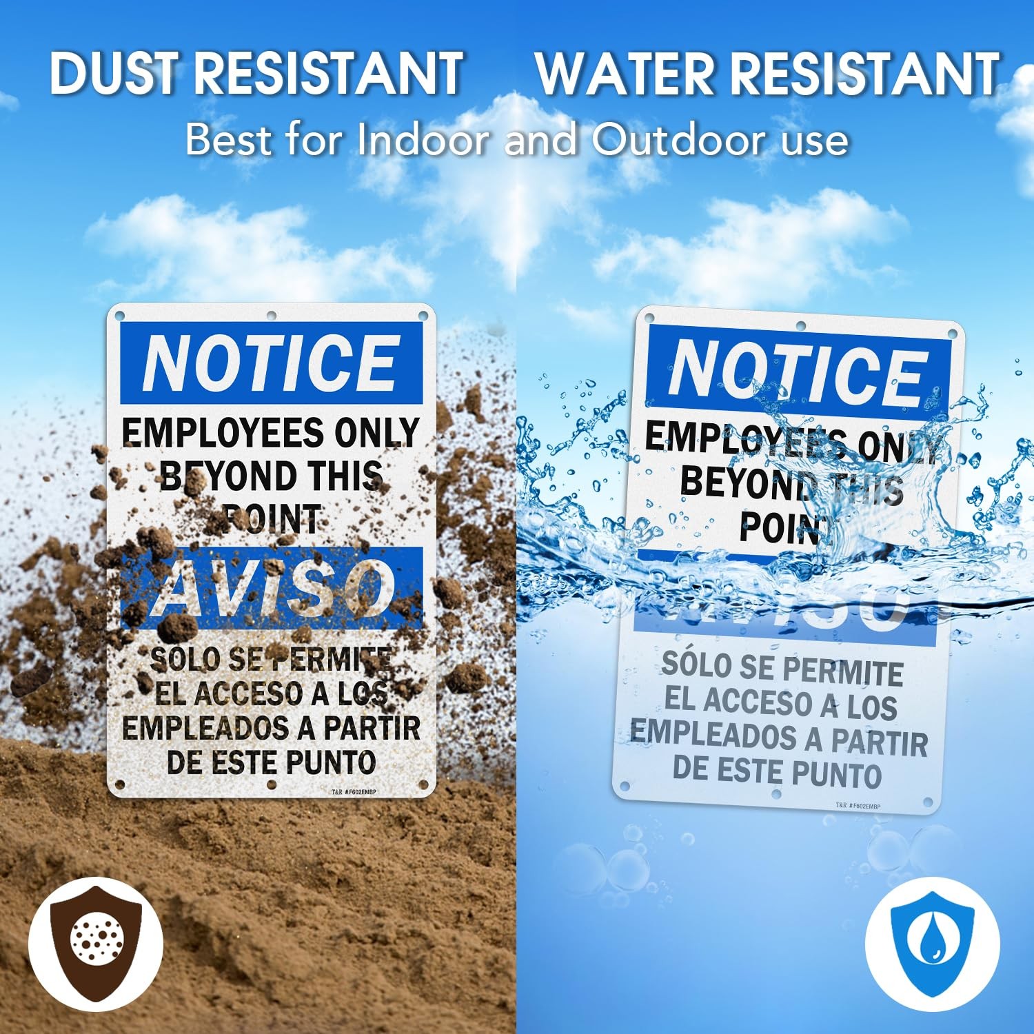 Employees Only Beyond This Point Signs – Bilingual – 2 Pack – 12 x 8 Inches R…