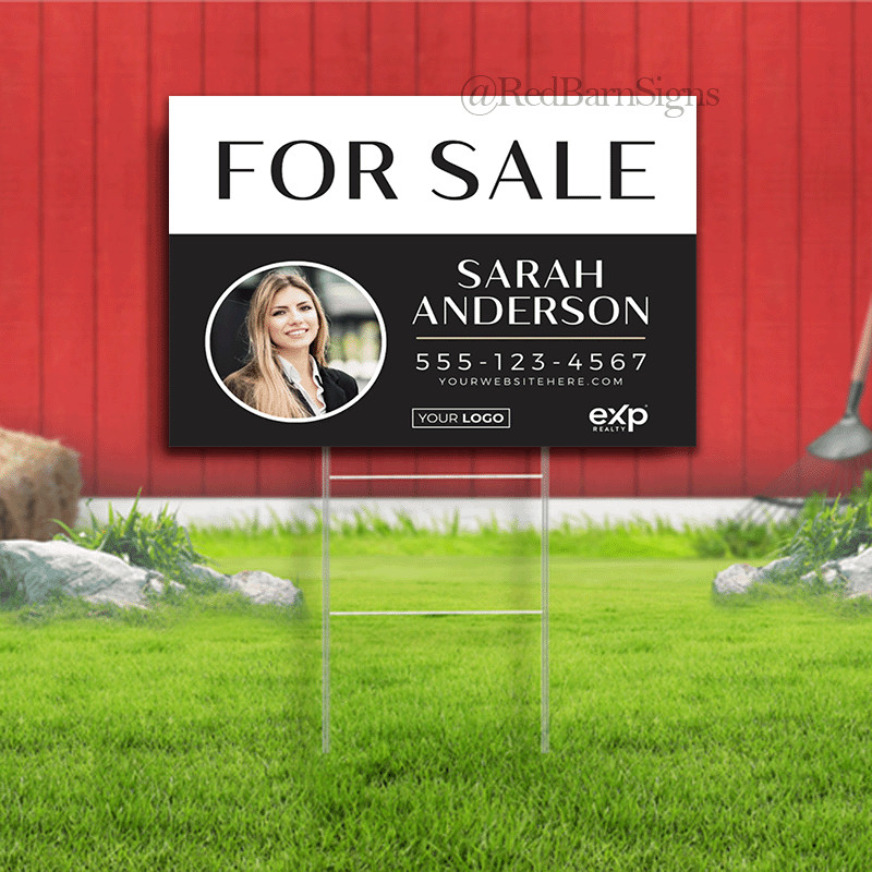 Real Estate Yard Sign Template For Sale Yard Sign with metal H-Stakes