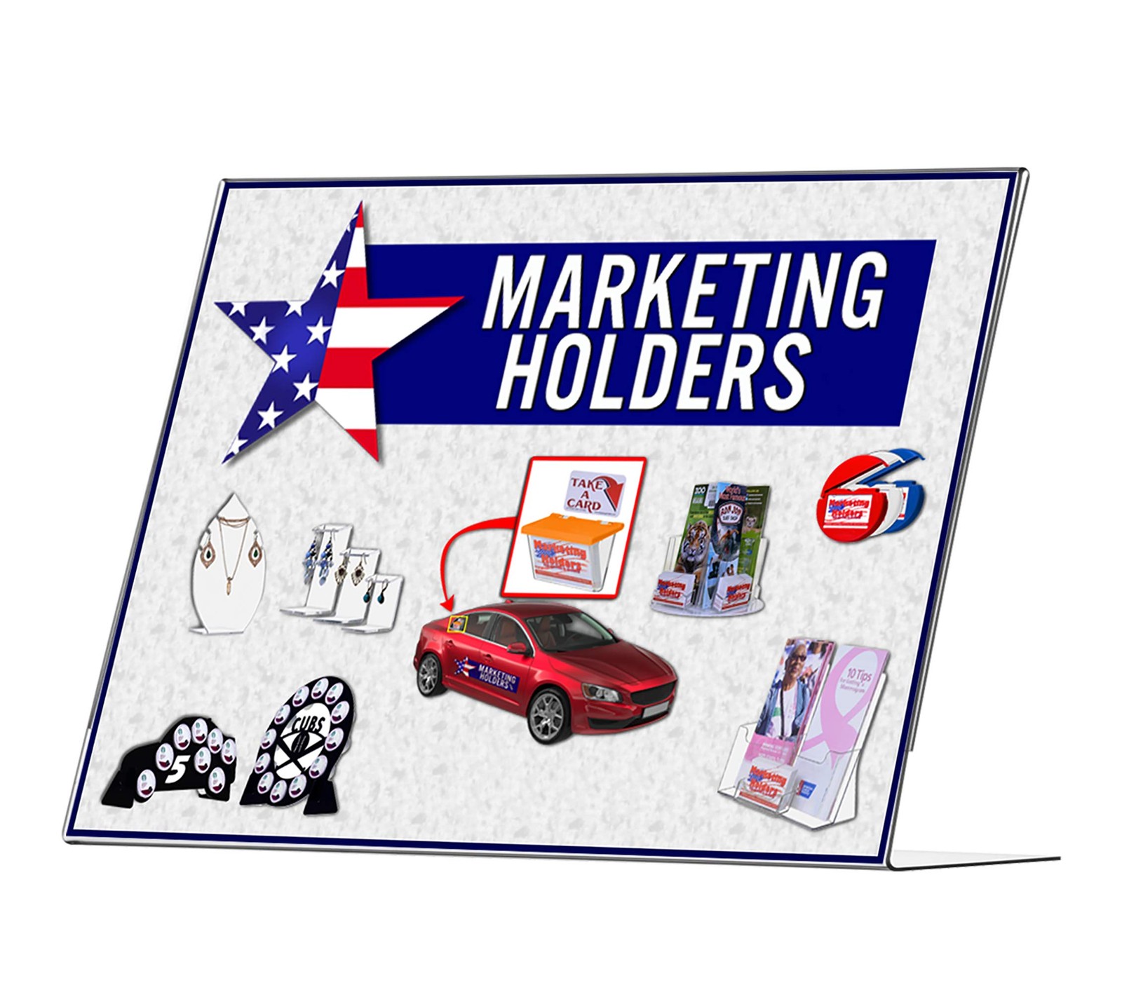 Marketing Holders Large Sign Holder Poster Display 14” x 14&Prime;w x 11&Prime;h, Clear