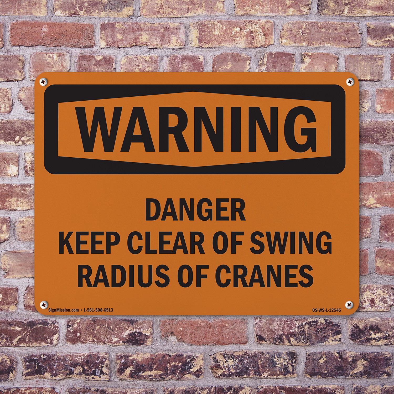 Danger Keep Clear Of Swing Radius OSHA WARNING Sign Metal, Decal – 5 or 10 Pack