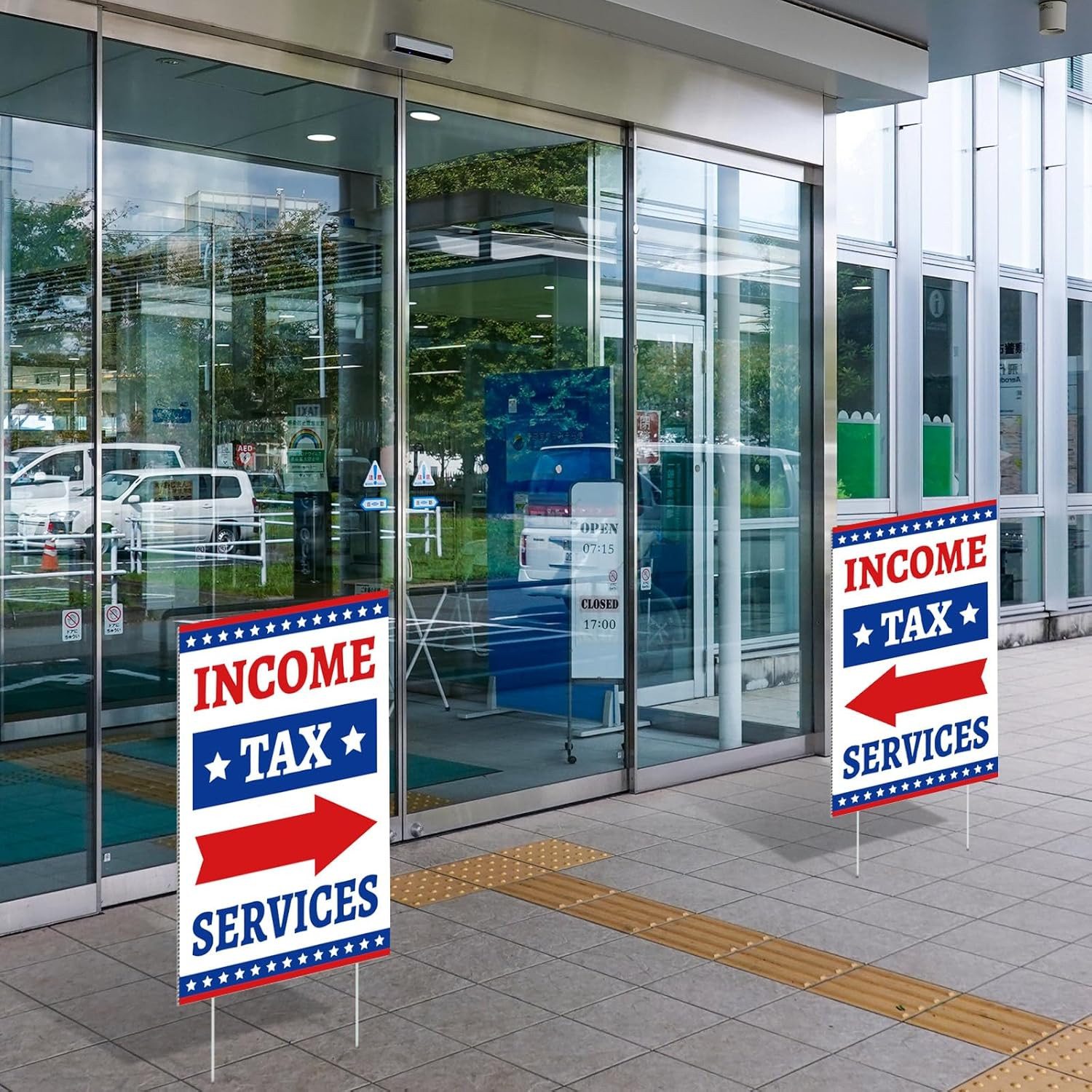 2 Pcs Income Tax Directional Arrow Sandwich Board 18&Prime; X 12&Prime; Red & Blue on White