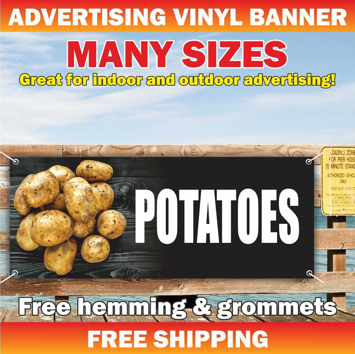 POTATOES Advertising Banner Vinyl Sign Food chips Vegetables fruits farm berries