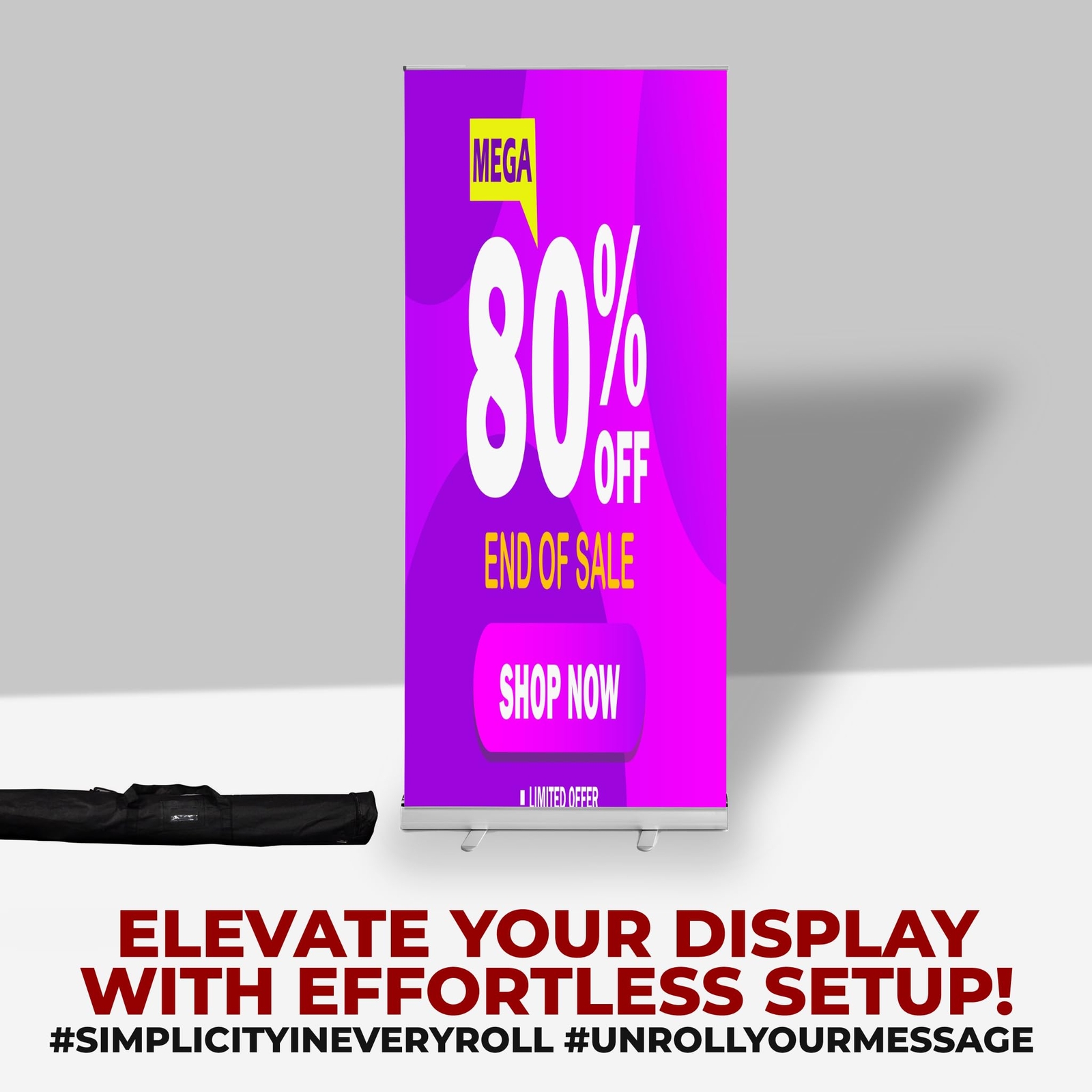Sale Promotion Sign Retractable Banner Stand | Adjustable Roll-up Frame