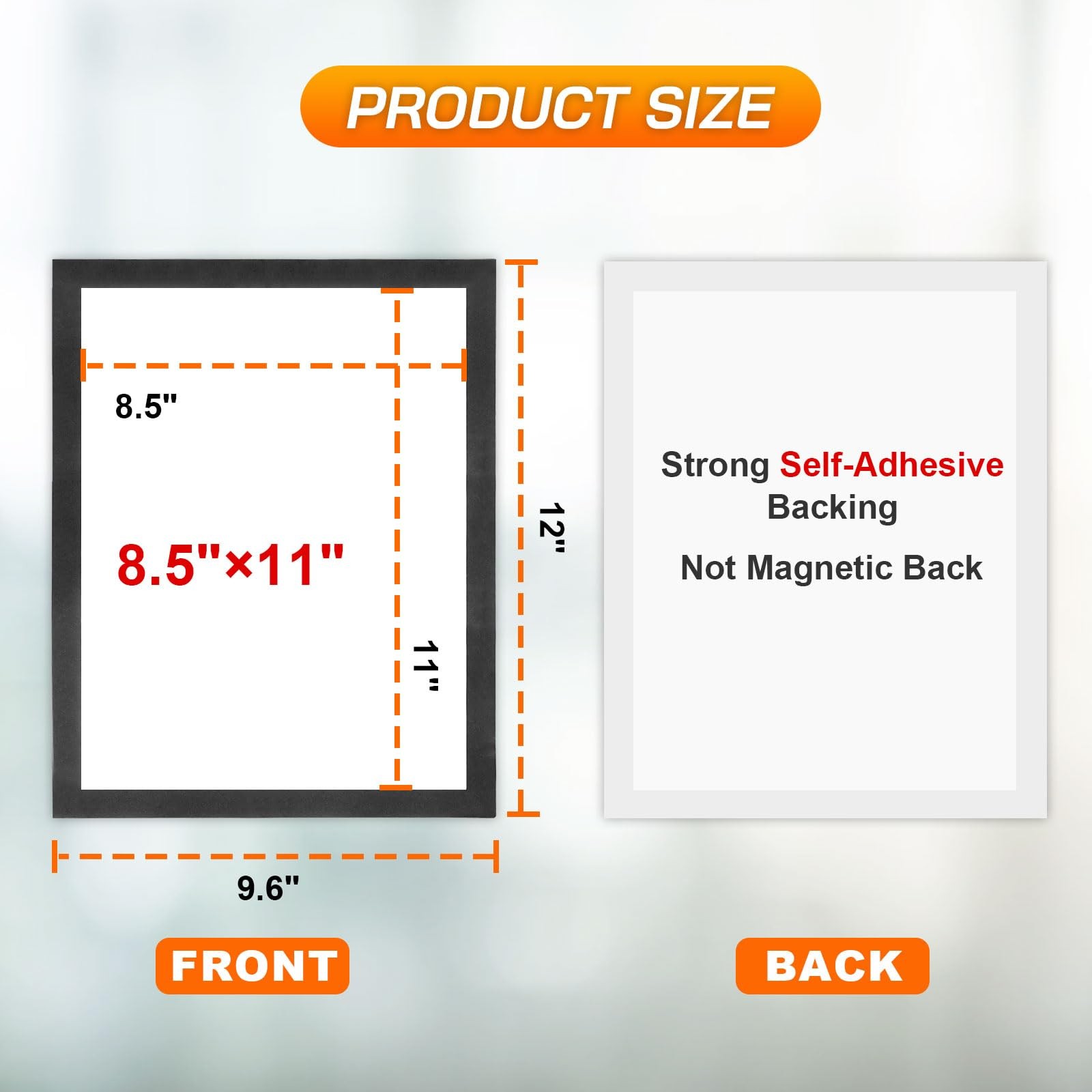 8.5 x 11 Magnetic Sign Holder 6 Pack, Self-Adhesive 8.5&Prime;x11&Prime; 6Pack, Black