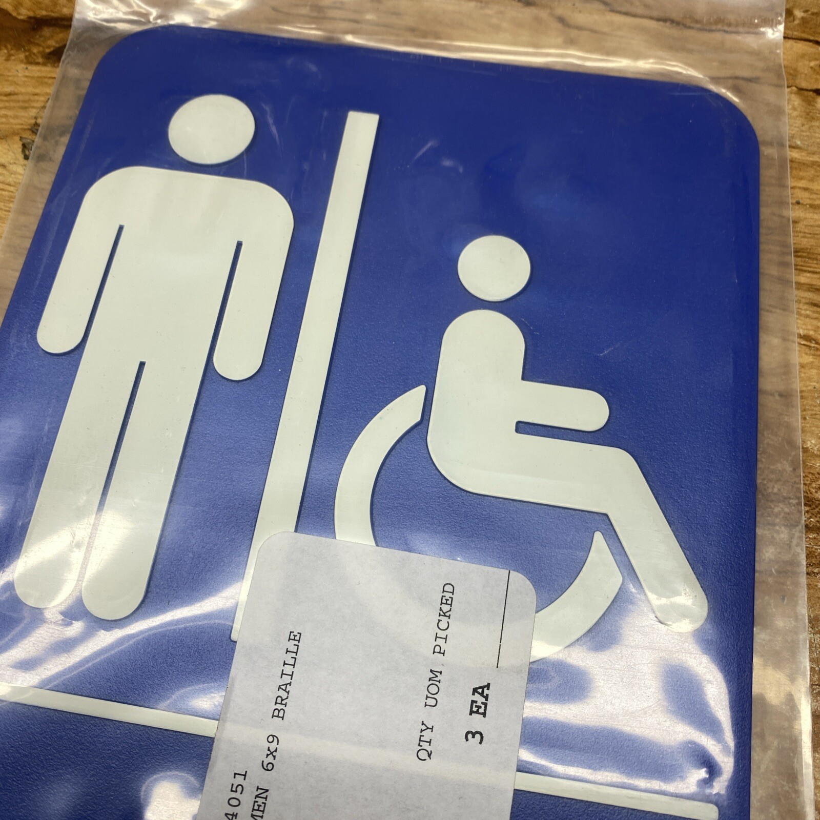 Men&rsquo;s New Restroom Handicap Bathroom & Washrooms Blue Sign 9 inch x 6 inch