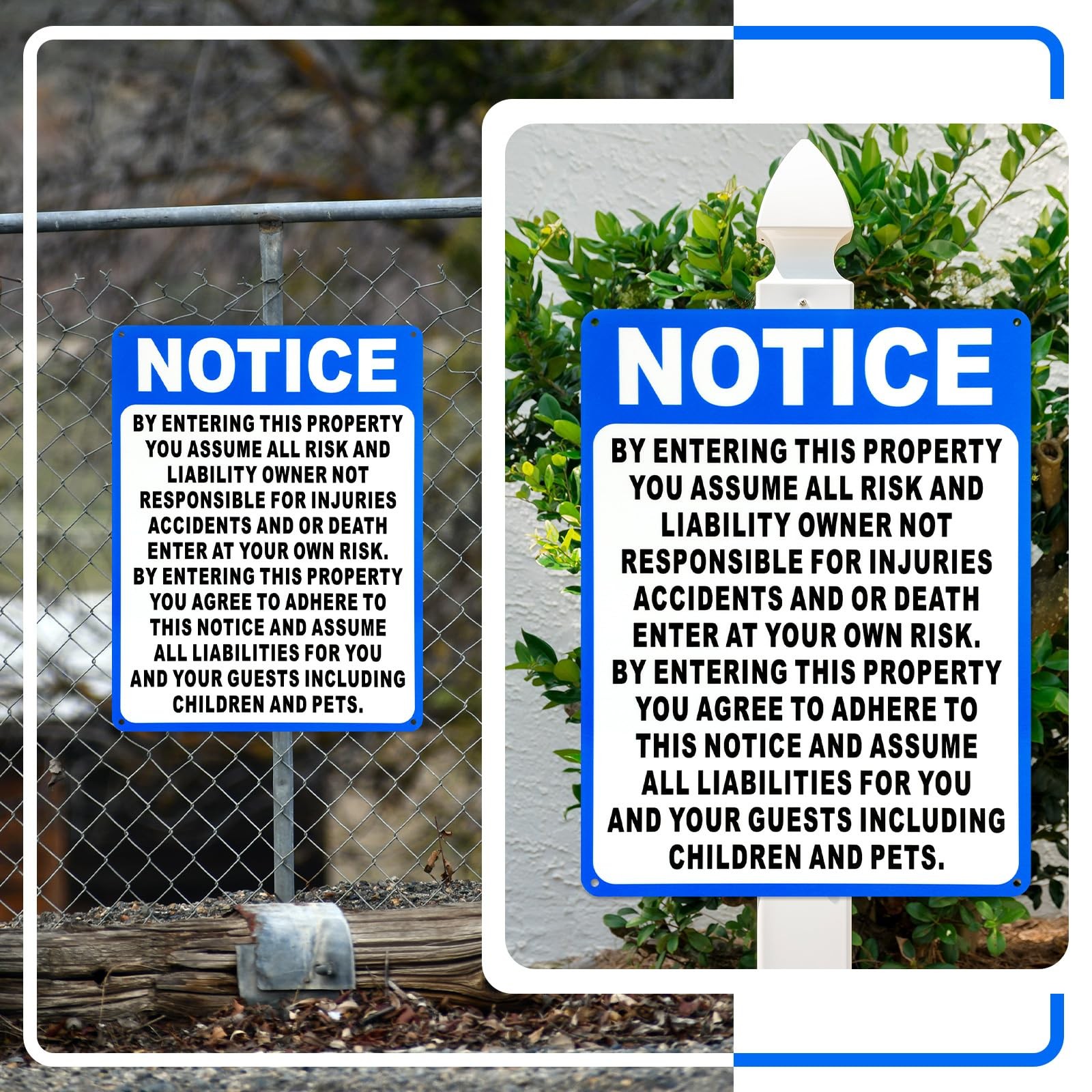 4 Pcs Not Responsible for Accidents or Injuries Sign Aluminum Enter at Your O…