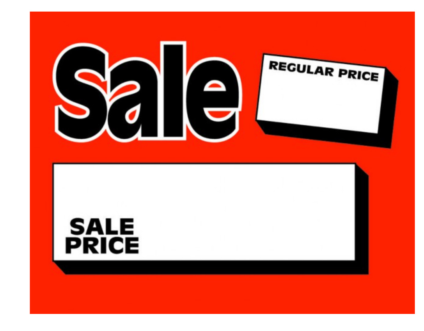 100 – 2.75&Prime; x 3.5&Prime; Sale/Reg Price cards for Retail Stores Nice Signage Signs
