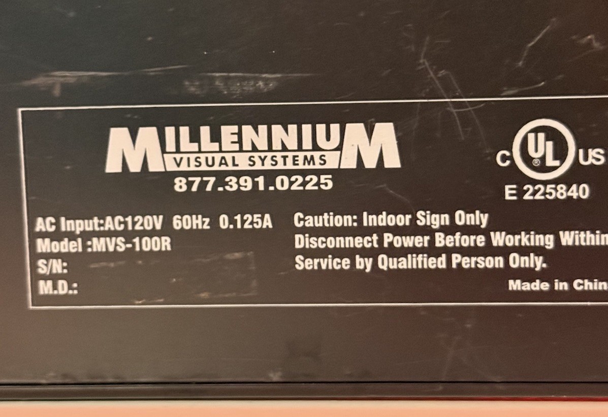Millenium Visual Systems Indoor OPEN Sign Shop Store Lighted LED Electric