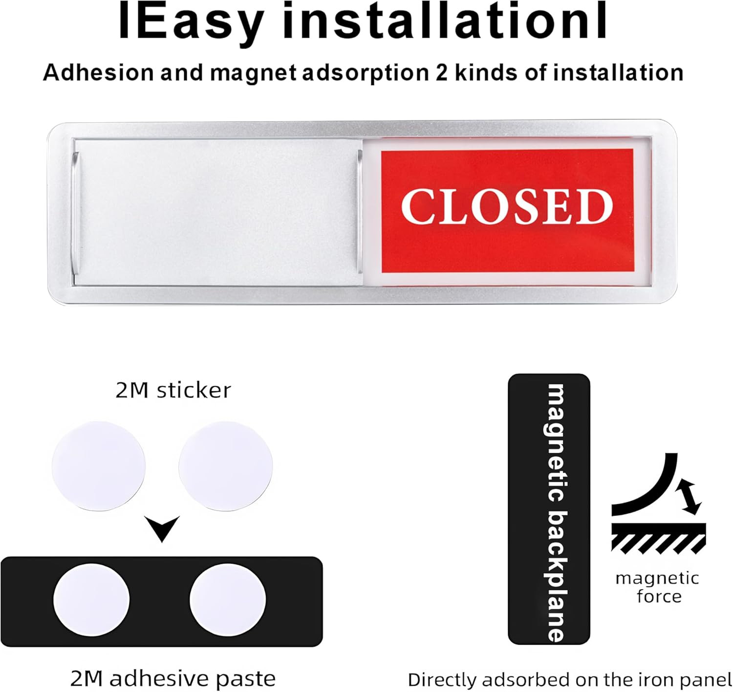 Open Closed Sliding Door Sign for Business, Open Closed Privacy Slider Sign for