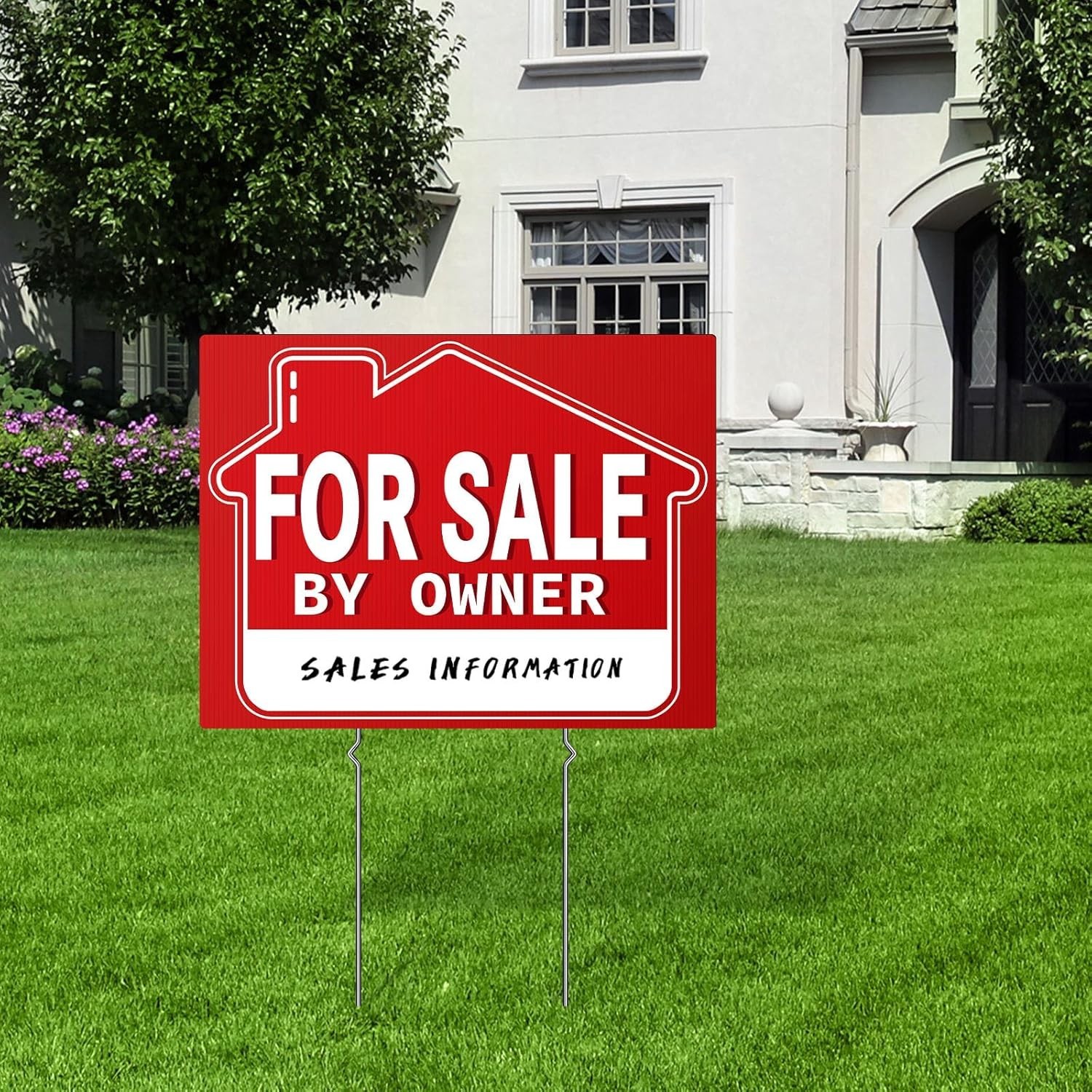 For Sale By Owner Yard Sign 3 Pack 18X14 Double-Sided Signs with Metal Stakes