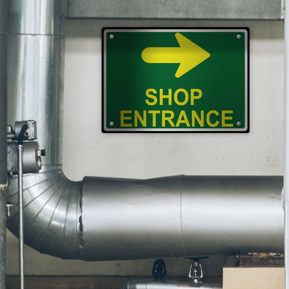 Horizontal Metal Sign Shop Entrance Door Arrow Weatherproof Street Signage