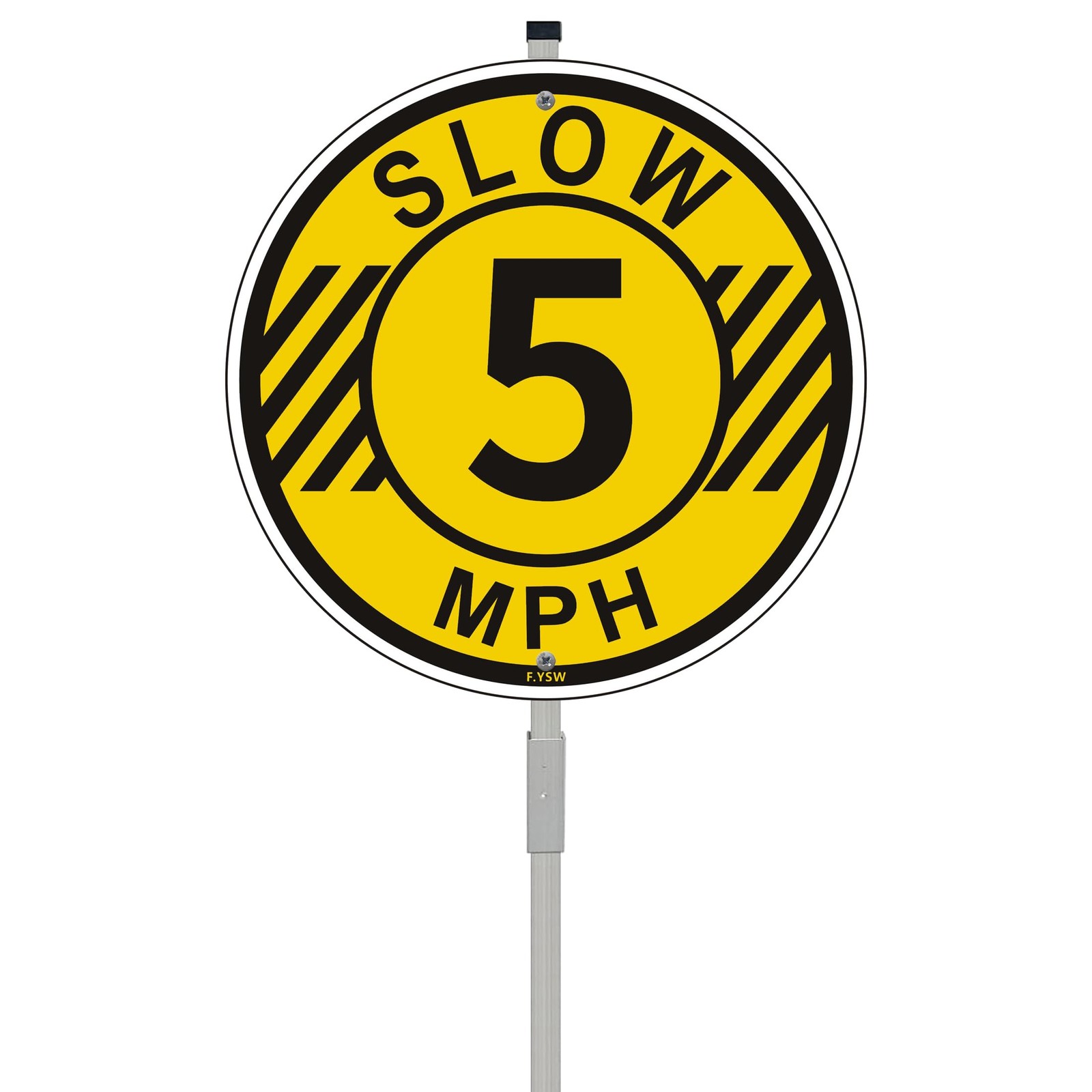 Slow Down Speed Limit 5 MPH Sign 28 Inch Metal Stakes 10×10 Inch Aluminum